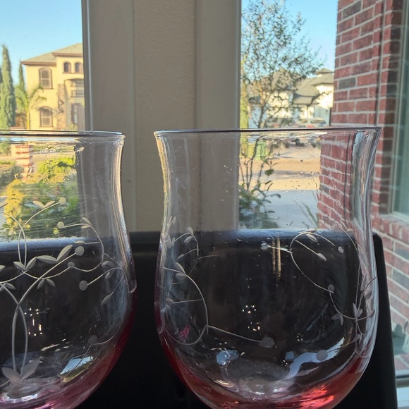 Vintage Lenox Heather Pink Tulip wine Crystal glasses- Set of 2✨Rare find - Picture 3 of 7
